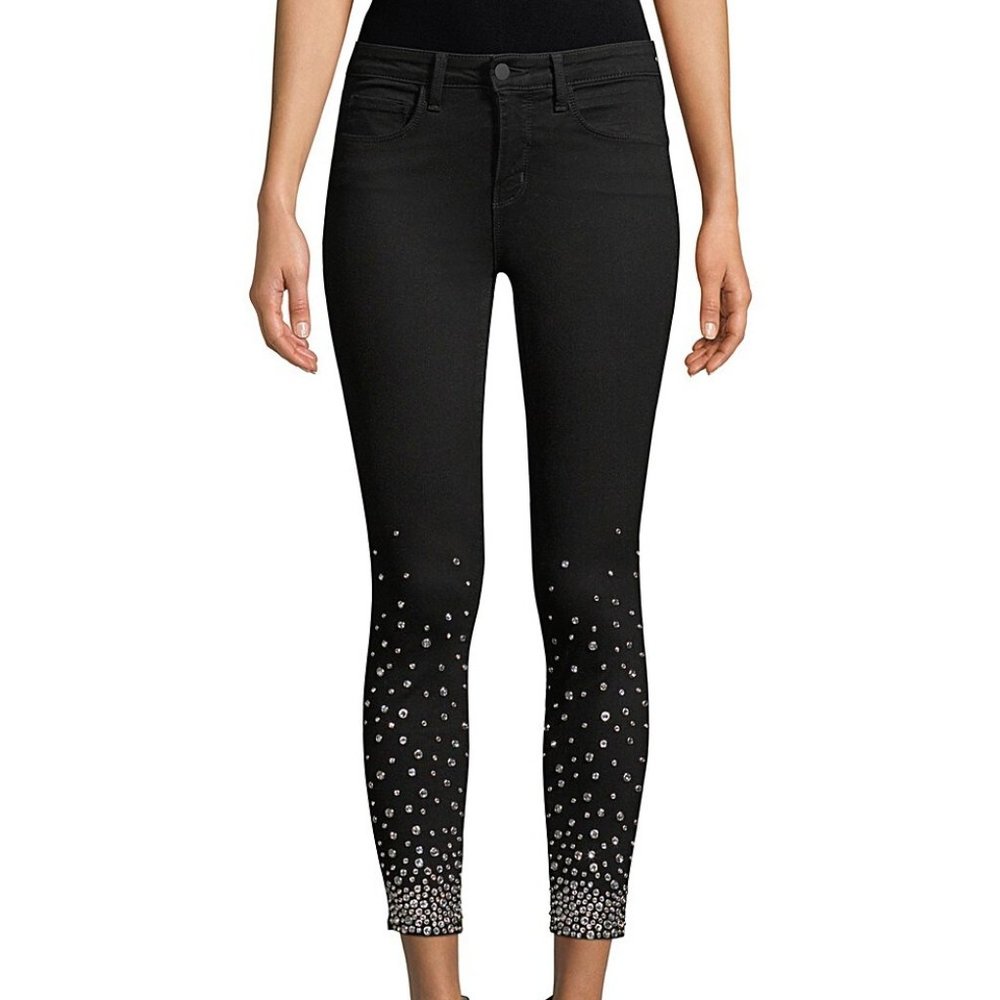 L'AGENCE MARGOT CRYSTAL TRIM SKINNY JEANS 26